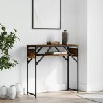 VIDAXL - TABLE CONSOLE AVEC ÉTAGÈRE CHÊNE FUMÉ 75X30X75 CM