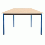 TABLE MODULAIRE DOMINO TRAPEZE - L. 120 X P. 60 CM - PLATEAU ERABLE - PIEDS BLEUS