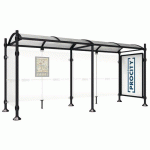 ABRI BUS PROVINCE 5 M VITRINE 1 BARDAGE LAT. INOX NOIR 9005 - PROCITY