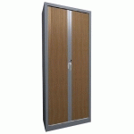 ARMOIRE À RIDEAUX CLASSIQUE L. 80 H 198 CM CHÊNE CLAIR/ALU - ACIAL