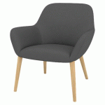 FAUTEUIL CITY DOSSIER BAS PIED BOIS ENDUIT PVC GRIS MOYEN - QUADRIFOGLIO