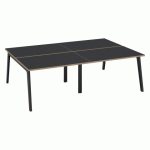 PÔLE DE 4 BUREAUX EDEN ARCHE L 240 CM AVEC GOULOTTE INTÉGRÉE PLATEAU CARBONE PIED ANTHRACITE