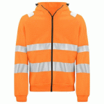 PROJOB 6132 SWEATSHIRT FULL ZIP CAPUCHE - EN ISO 20471 CLASSE 3 ORANGE/NOIR - TAILLE XS