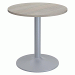 TABLE RONDE EXCELLENS PLATEAU D 80 CM CHÊNE GRIS - 3 PERSONNES - PIED MÉTAL TULIPE ALU RAL 9006