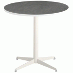 TABLE TAMARIS Ø 80 PL.MÉTAL BROSSÉ/BLANC PIET.BLANC/ARGENT