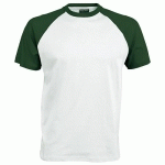 T-SHIRT BICOLORE TRADITIONAL BLANC VERT FORET