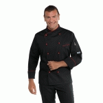 VESTE CUISINER COUPE SLIM NOIRE ET ROUGE