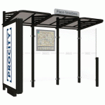 ABRI BUS CONVIVIALE 3 M CAISSON BARDAGE DROIT NOIR 9005 - PROCITY