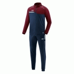 ENSEMBLE SURVÊTEMENT DE FOOT POLYESTER VESTE ET PANTALON ENFANT - JAKO - COMPETITION 20 BLEU MARINE/ROUGE BORDEAUX