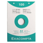 ETUI DE 100 FICHES BRISTOL EXACOMPTA PERFOREES 148X210MM (A5) 5X5 BLANC