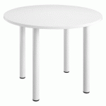 TABLE RONDE L 100 CM EXCELLENS PLATEAU BLANC 4 PIEDS MÉTAL BLANC