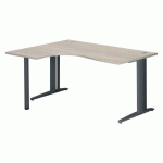 BUREAU COMPACT EXCELLENS L 160 CM CHÊNE GRIS RETOUR À GAUCHE PIÈTEMENT MÉTAL PLUS ANTHRACITE