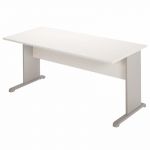 BUREAU DROIT PRONTO TENDANCE - L. 140 X P. 80 CM - PLATEAU BLANC - PIEDS L ALUMINIUM