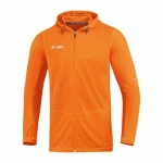 VESTE RUNNING À CAPUCHON - JAKO - RUN 20 ORANGE FLUO