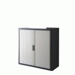 ARMOIRE À RIDEAUX DÉMONTABLE EASY OFFICE 104 X 110 CM CORPS NOIR - RIDEAUX GRIS