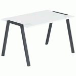 BUREAU GARY 100 X 70 CM PIED ANTHRACITE PLATEAU BLANC - MBA