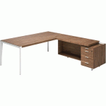 BUREAU X9 RETOUR À GAUCHE 172X234X75 PLATEAU NOYER AMÉRICAIN - QUADRIFOGLIO