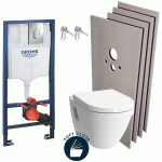 GROHE - PACK WC BÂTI-SUPPORT RAPID SL + WC VITRA S50 + ABATTANT SOFTCLOSE + PLAQUE CHROME + SET HABILLAGE ( S50SOFTCLOSE-2-SABO)