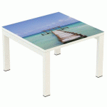 TABLE BASSE EASY OFFICE 60X60 CM PIED BLANC PLATEAU PONTON - MANUTAN COLLECTIVITÉS