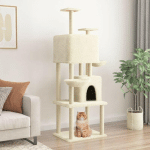 ARBRE À CHAT AVEC GRIFFOIRS EN SISAL CRÈME 180 CM