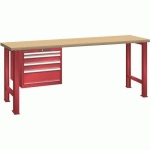 ÉTABLIS ROUGE 2000X800X900 CAP. 500KG ET 4 TIR. 75KG - LISTA