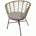 FAUTEUILS HOLLAND DOSS WICKER NAT + COUSSIN PIÈT. ACIER NOIR