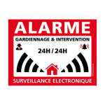 SIGNALETIQUE.BIZ FRANCE - LOT DE 4 AUTOCOLLANTS ALARME - ADHÉSIF DE SÉCURITÉ - SURVEILLANCE ÉLECTRONIQUE 24H/24 - GARDIENNAGE ET INTERVENTION - 80 X