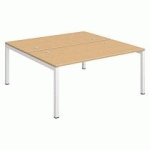PÔLE 2 BUREAUX L 160 CM PLATEAUX HÊTRE, PIÈTEMENT MÉTAL - TEAM LINE BLANC