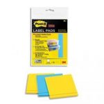 POST-IT SACHET 3 BLOCS DE 25 ÉTIQUETTES SUPER STICKY 73X73MM, 2 BLOCS JAUNE/1 BLOC BLEU