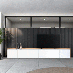 SKRAUT HOME - MEUBLE TV EFFET BOIS BLANC ET CHÊNE 309X35X50CM