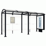 ABRI BUS VOÛTE 5 M CAISSON LUMINEUX 1 BARDAGE LAT. NOIR 9005 - PROCITY