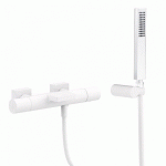 BAIN-DOUCHE THERMOSTATIQUE AVEC CASCADE. DOUCHETTE À MAIN ANTICALCAIRE AVEC SUPPORT ORIENTABLE ET FLEXIBLE. - TRES 21117409BM