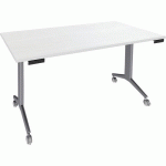 TABLE ABATTANTE AVEL 160X80 BLANC PERLE/PIEDS ALU - SIMMOB