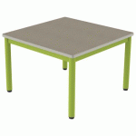 TABLE CARÉLIE 80X80 T2 STR POLY. HÊTRE MIEL BEIGE/VERT ACIDE - MOBIDECOR