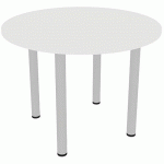 TABLE RONDE D.100 BLANC 19MM C. ALU P. 30X30 ALUMINIUM