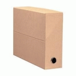 BOÎTE DE CLASSEMENT CARTON PAPIER GRAIN TOILE DOS 9 CM - HAVANE - LOT DE 5