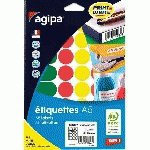 PASTILLE ADHÉSIVE Ø 24 MM AGIPA 101827 COULEURS ASSORTIES - BOÎTE DE 280
