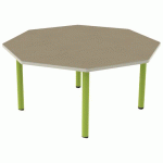 TABLE CARÉLIE MOB. OCT Ø120 T3 STR POLY. HM. BEIGE/VERT ACI - MOBIDECOR