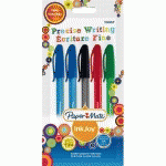 BLISTER DE 5 INKJOY.STYLOS À BILLE CAPUCHON. POINTE FINE. 2 BLEUS, 1 NOIR, 1 VERT, 1 ROUGE. - LOT DE 6