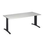 BUREAU DROIT IMEDIA - L. 180 X P. 80 CM - PLATEAU GRIS - PIEDS ANTHRACITE