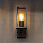 ECO-LIGHT APPLIQUE D’EXTÉRIEUR KARO, DEBOUT, DÉCOR BOIS