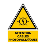 ETIQUETTE ADHÉSIVE CABLES PHOTOVOLTAIQUES (C1165). SIGNALISATION PHOTOVOLTAÏQUE - LOT DE 50 - LOT DE 50