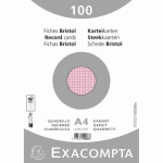 LOT DE 10 - PAQUET 100 FICHES SOUS FILM - BRISTOL QUADRILLÉ 5X5 NON PERFORÉ 210X297MM - ROSE