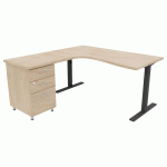 PACK BUREAU+CAISS IDEA ASYM. RET. À GAUCHE 160 CM ORME/ANTHRACITE - QUADRIFOGLIO