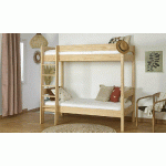 PACK LIT SUPERPOSÉ DOUGLAS + 2 MATELAS  BOIS NATUREL 90X190 CM/OPT:MATELAS FEEVAH HR