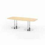 TABLE DE RÉUNION PIEDS COLONNES-220X103CM-CHÊNE AMBRÉ-CHROME - HAMMERBACHER