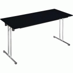 TABLE PLIANTE CHROMELINE 160 X 70 CM FRÊNE NOIR PIED CHROMÉ