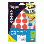 PASTILLE ADHÉSIVE Ø 30 MM AGIPA 101357 ROUGE - BOÎTE DE 240