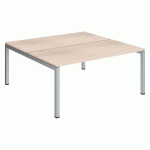 PÔLE 2 BUREAUX DROITS ARKO L 160 X P 168 CM PLATEAUX CHÊNE CLAIR PIÈTEMENT MÉTAL ALUMINIUM