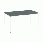 TABLE À MANGER VERSYS AVEC BASE BLANCHE RAL 9003 140 X 80 X 743 CM GRIS FONCÉ